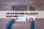 2002年世界杯中国队名单 2002年的世界杯中国队